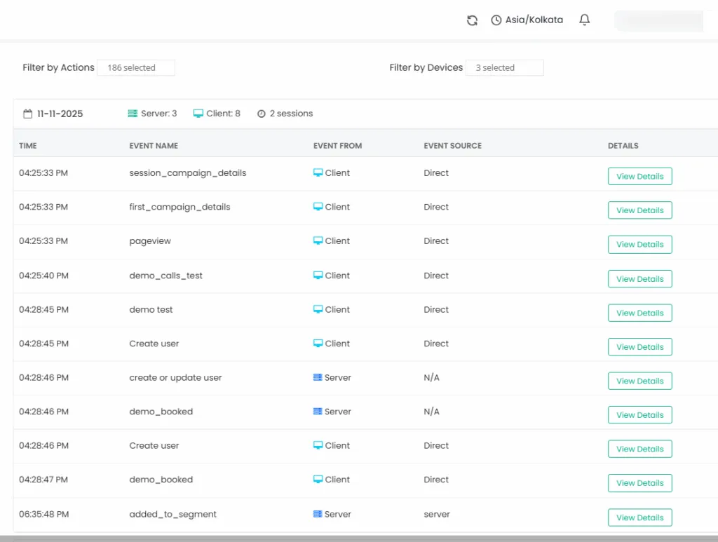 This image shows the complete data of the users