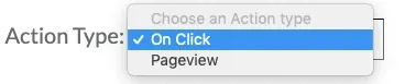 Selecting On Click as the action type