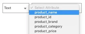 Choosing the product name attribute to track