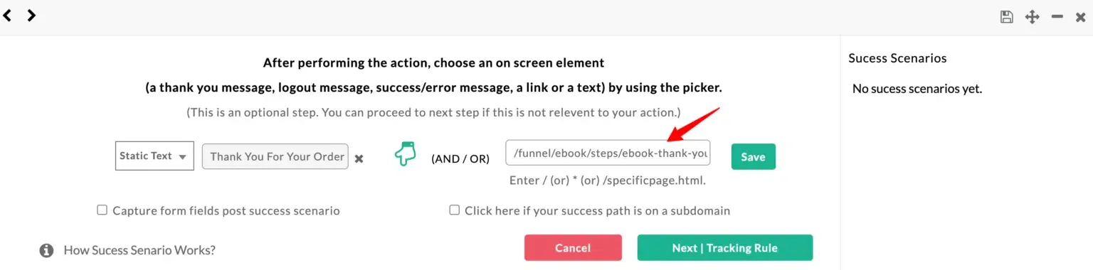 Saved URL path field