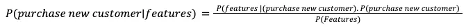 Formula for the probability of purchase of new customer/features