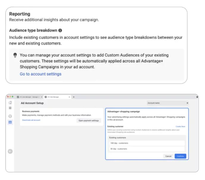 Screenshot from Meta Ads showing reporting to get detailed insights.