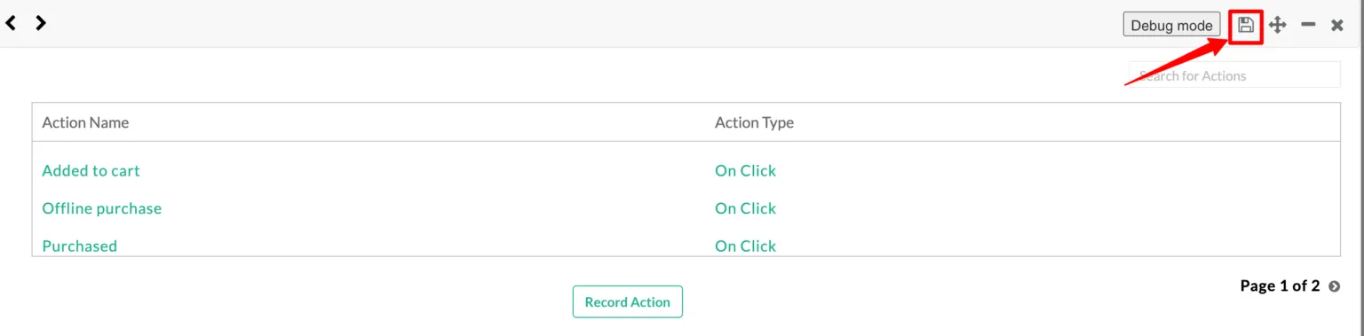 Save and Close button