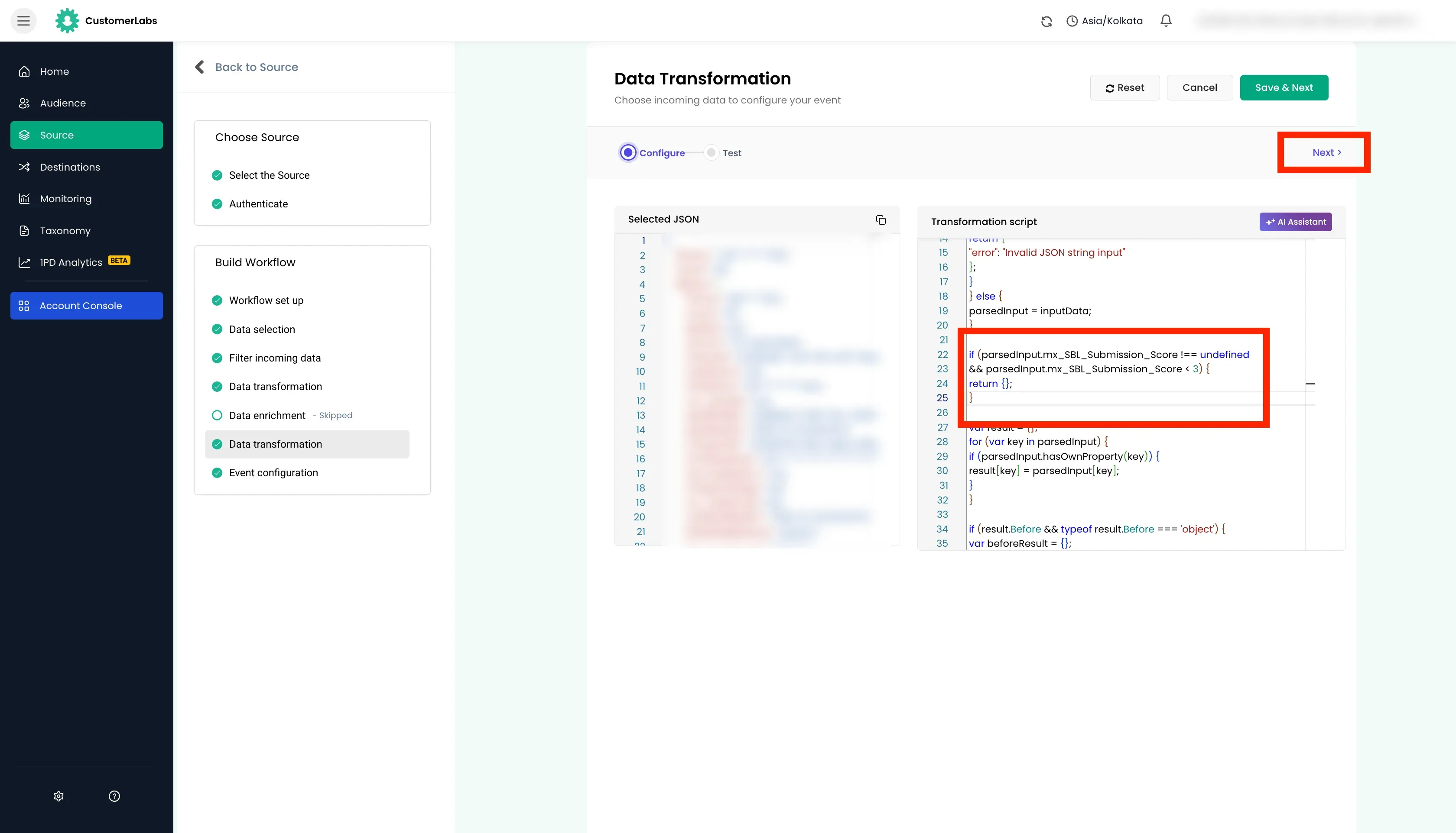 configuring workflow in customerlabs cdp