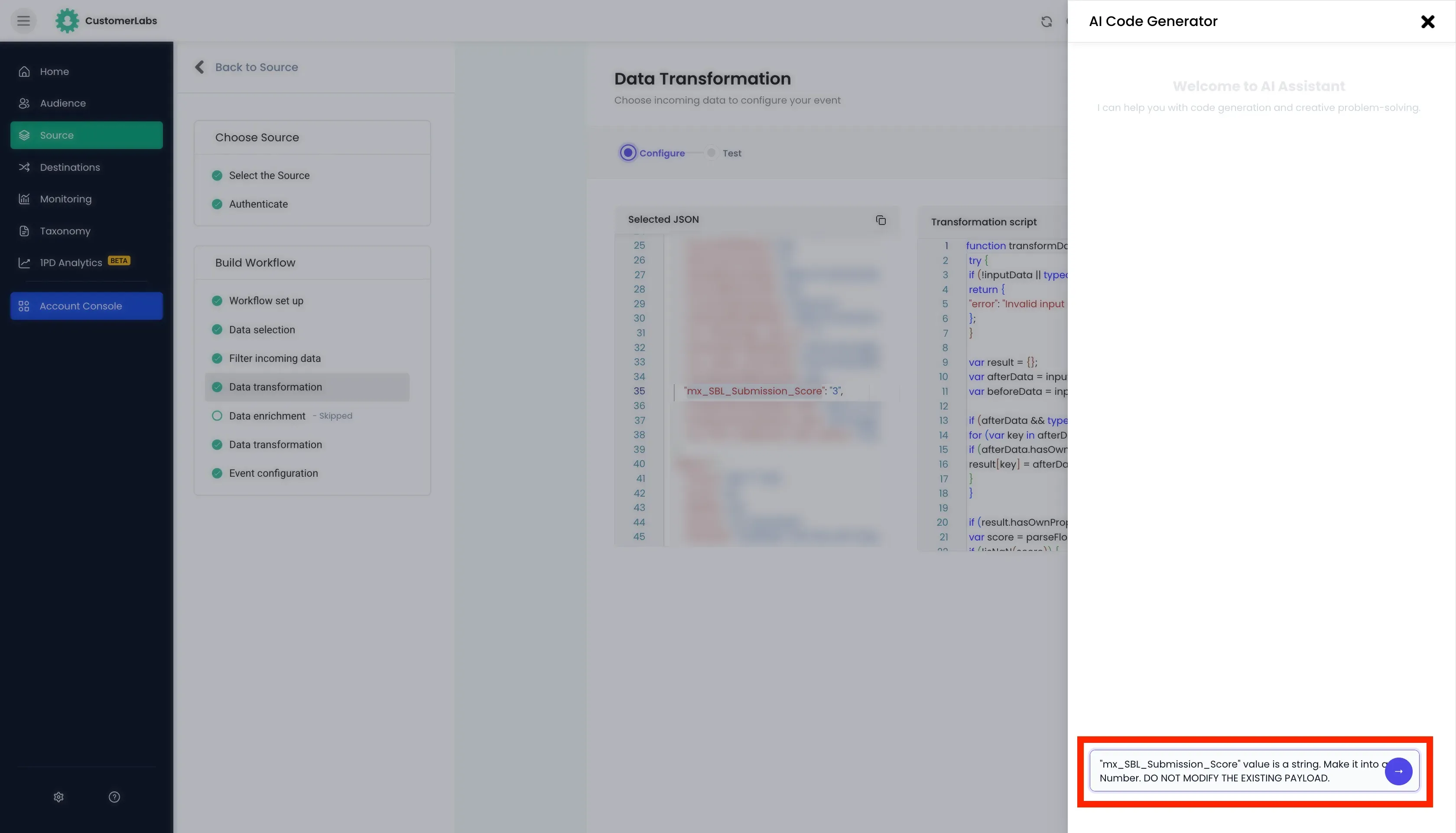configuring workflow in customerlabs cdp