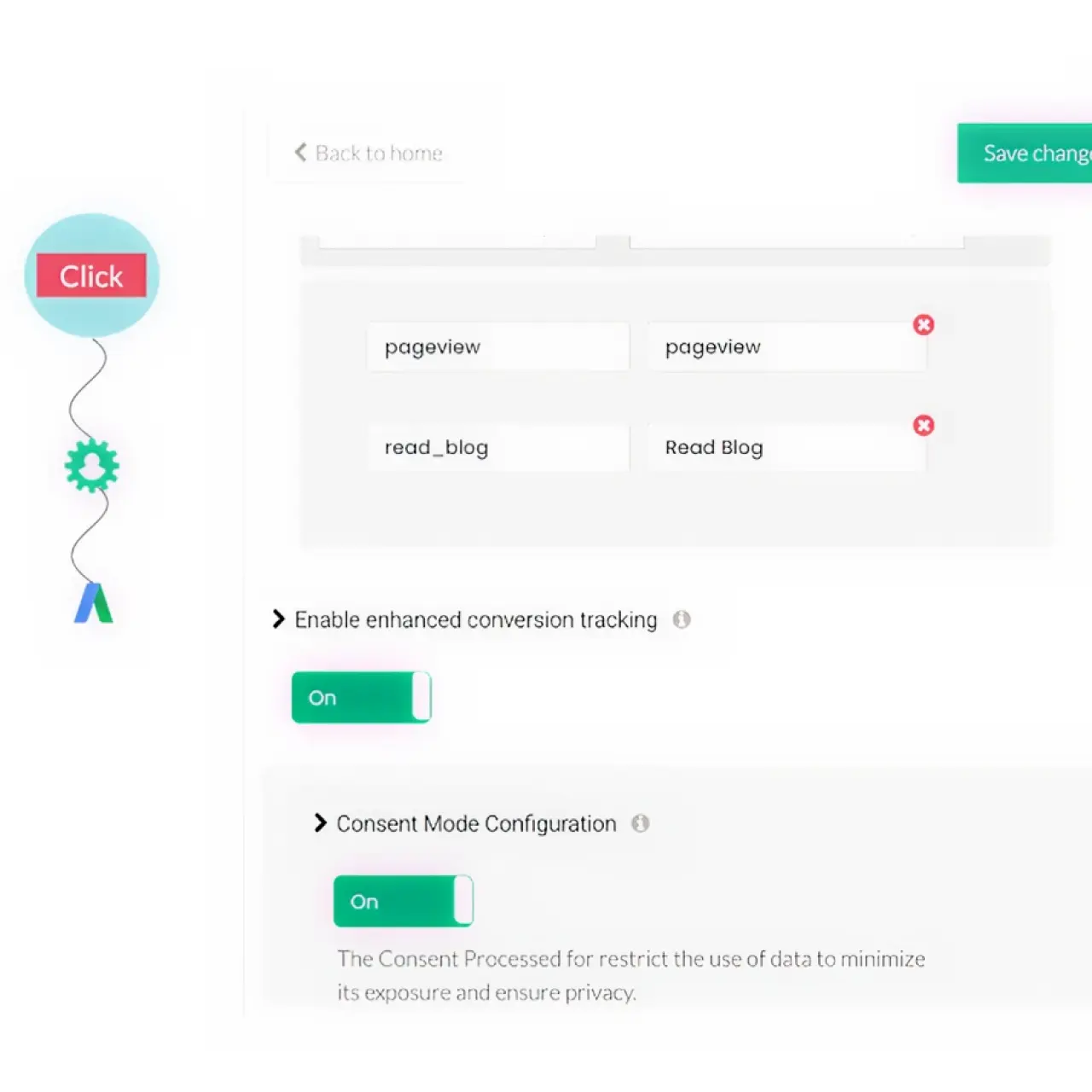 Second mobile view of enhanced conversions with hashed customer-data matching.