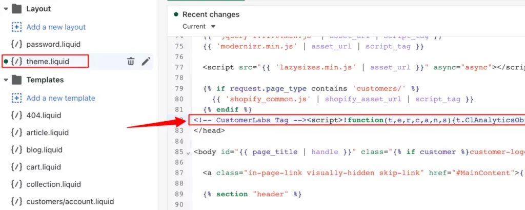 Code to be pasted in Shopify Store