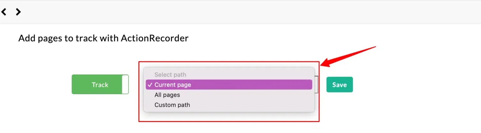 Trigger / page rules panel showing the page options