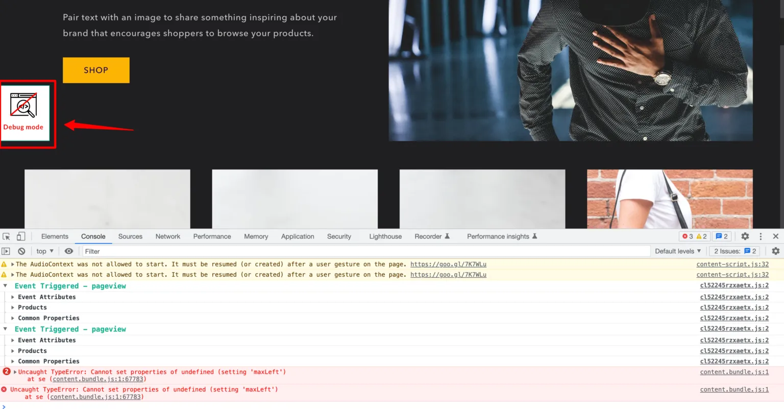 Debug mode toggle turned off