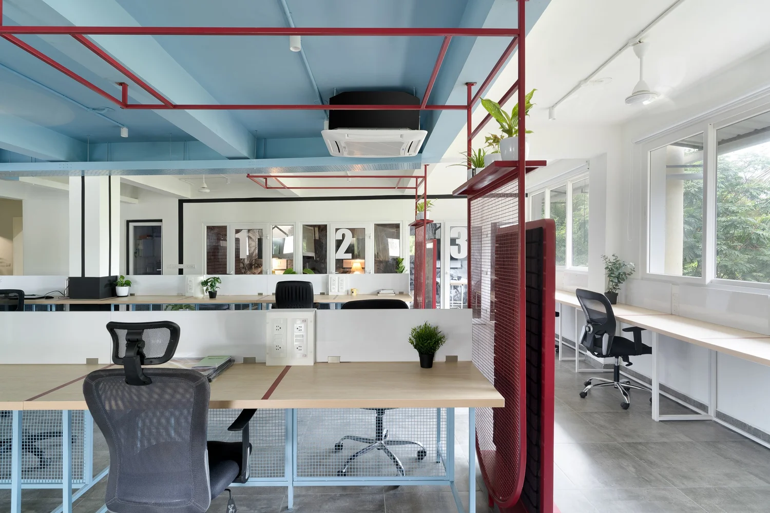 Tea-kadai inspired breakout space with custom art