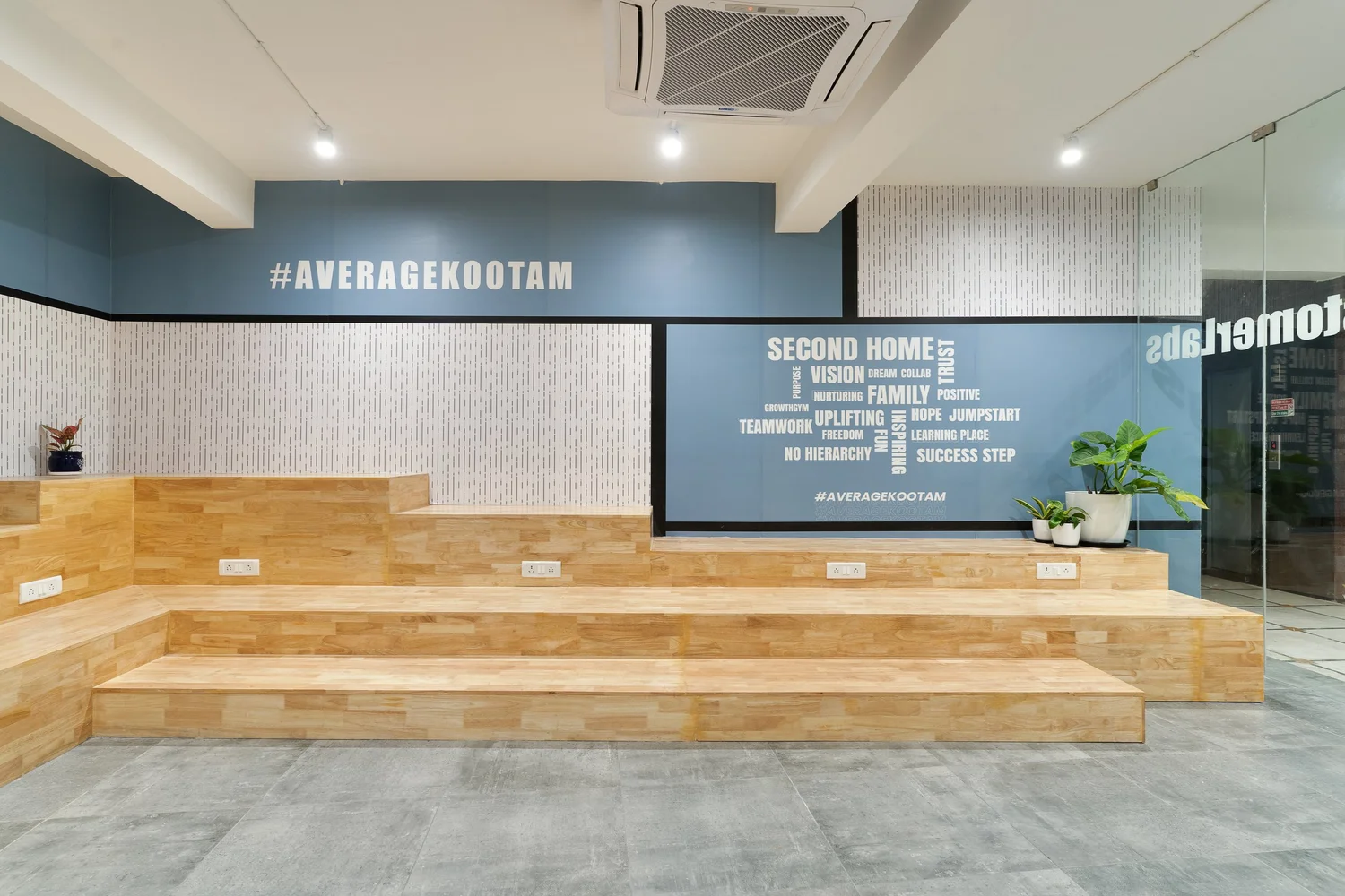 Open workspace with natural light and custom interiors