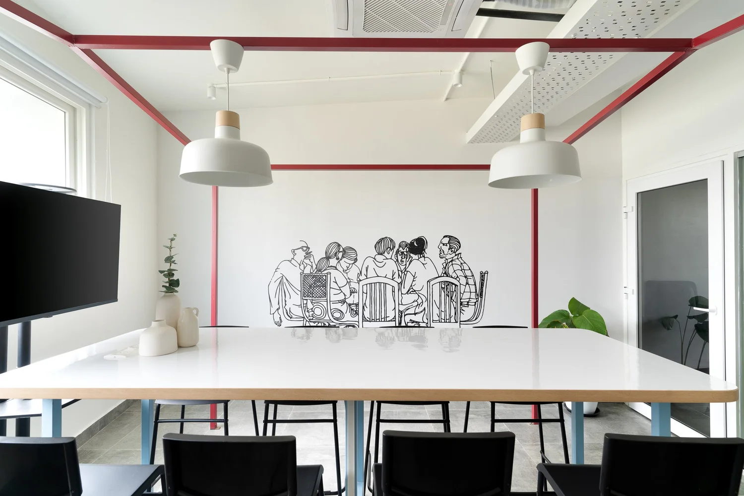 Team meeting area with warm lighting