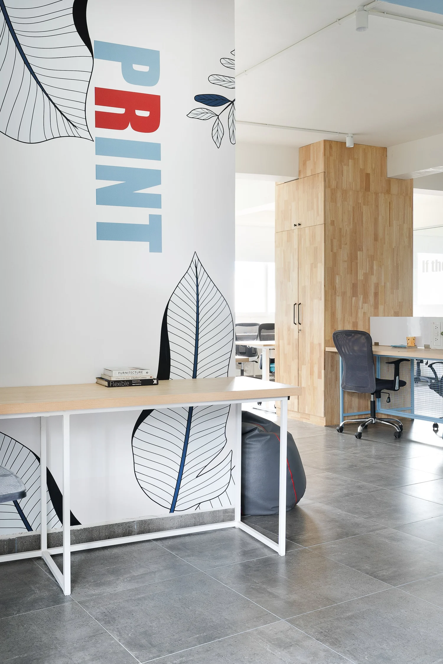 Panoramic view of the full workspace